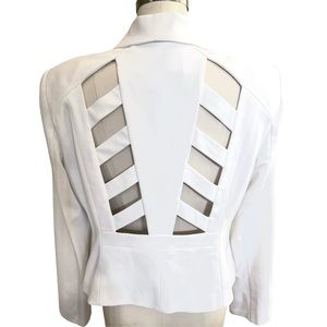 BCBGMaxAzria Cutout Eggshell Blazer, Size L.